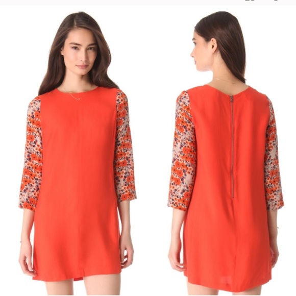 Club Monaco Jay Orange Floral Shift Dress - Picture 1 of 8